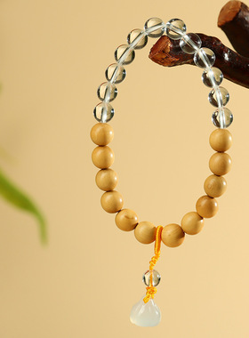 批发水晶玛瑙木质文玩五行手链金木水火土平衡能量文创佛珠手串