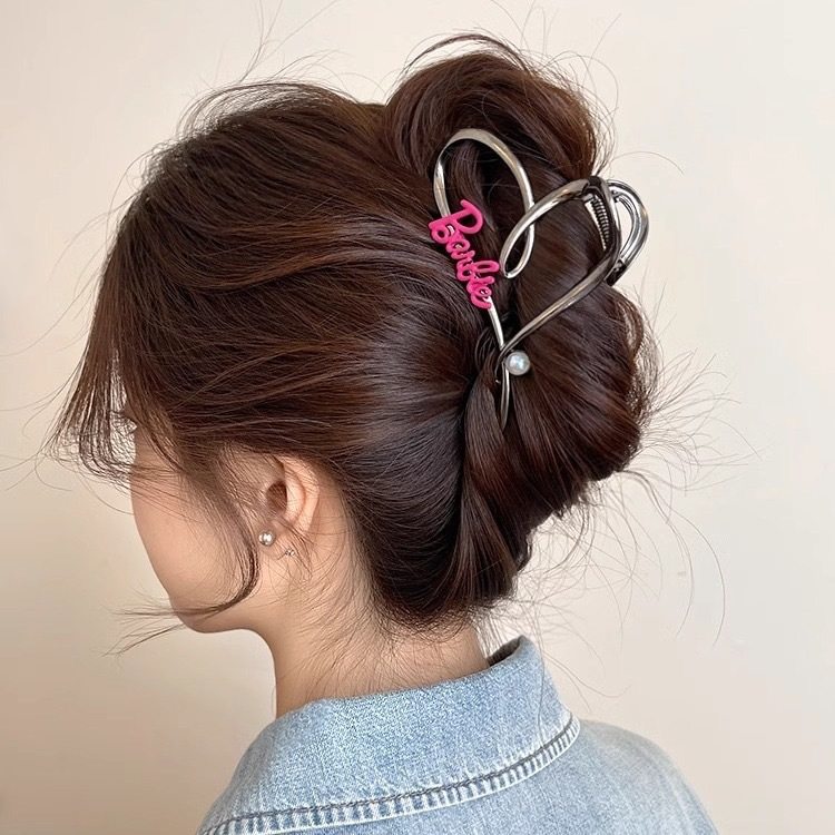 甜酷芭比风ins小众爱心抓夹女2024新款后脑勺盘发鲨鱼夹发夹发卡,淘宝优惠券,粉丝福利购,淘宝优惠卷