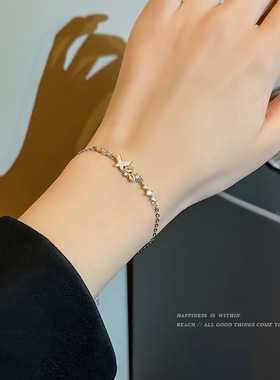 微镶锆石蝴蝶手链女轻奢小众设计感闺蜜手镯复古超仙春季手饰批发