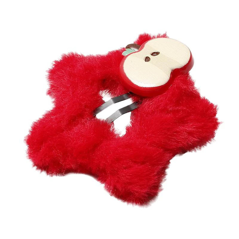 可爱圣诞苹果毛绒星星发夹女前额刘海夹甜美发卡碎发bb夹趣味头饰,淘宝优惠券,粉丝福利购,淘宝优惠卷