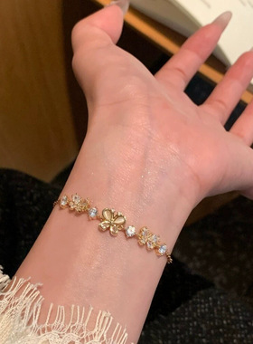 韩系超闪满锆蝴蝶手链女轻奢气质高级感小众设计时尚百搭手饰批发