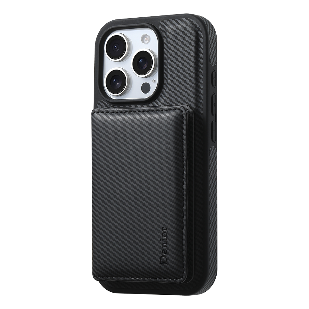 适用苹果iPhone16pro手机壳15promax磁吸卡包16plus高级感轻奢14pro支架13带卡槽放卡插卡男女款皮革碳钎维纹