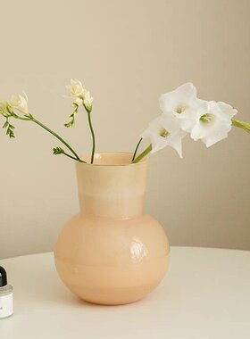 加厚玻璃花瓶 法式复古轻奢高档摆件 美式客厅鲜花插花 花器中古