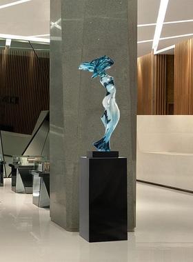 透明树脂抽象艺术摆件售楼部酒店大堂落地雕塑软装家居客厅装饰品