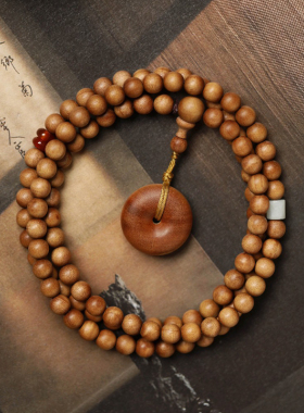 老山檀香木佛珠手串108颗女项链