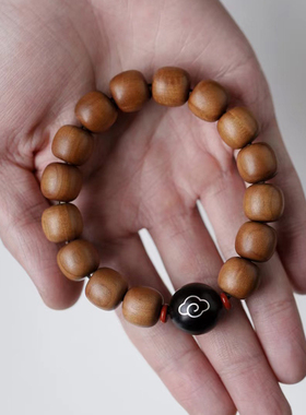 老山檀香佛珠手串男老型珠