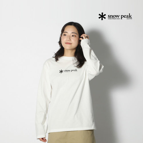 snowpeak雪峰户外休闲logo纯棉T恤圆领长袖T恤男女同款SW-25SU401 - 图2
