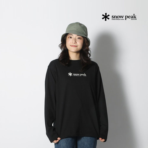 snowpeak雪峰户外休闲logo纯棉T恤圆领长袖T恤男女同款SW-25SU401 - 图0