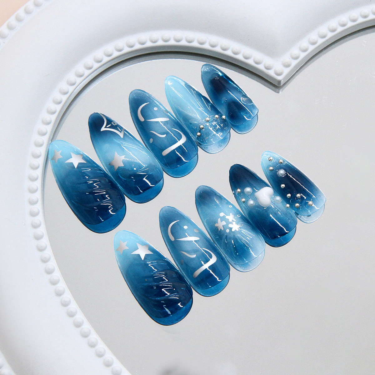 立体波纹爱心珍珠星星细闪星河百搭欧美ins风可拆卸穿戴甲24片,淘宝优惠券,粉丝福利购,淘宝优惠卷