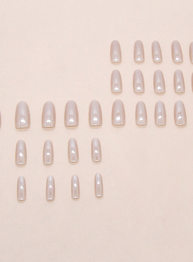 冰润透亮电镀简约清冷少女显白可拆卸穿戴甲美甲片press on nail