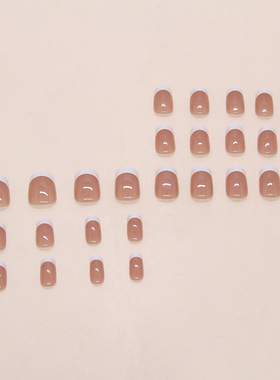 红棕色法式温柔气质显白欧美风可拆卸穿戴甲 press on nails