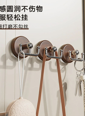吸盘挂钩免打孔强力承重悬挂式真空门后浴室厨房卫生间挂架双钩子