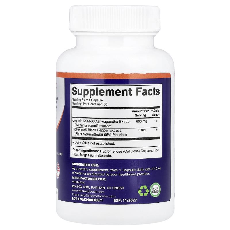 Vitamatic,KSM-66®, 60 Vegetable Capsules - 图0