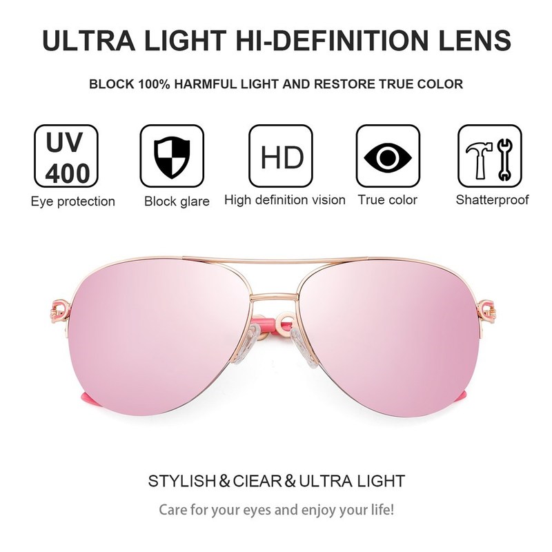 FENCHI Sunglasses Women UV 400 Mirror Pilot Pink White Fema-图1