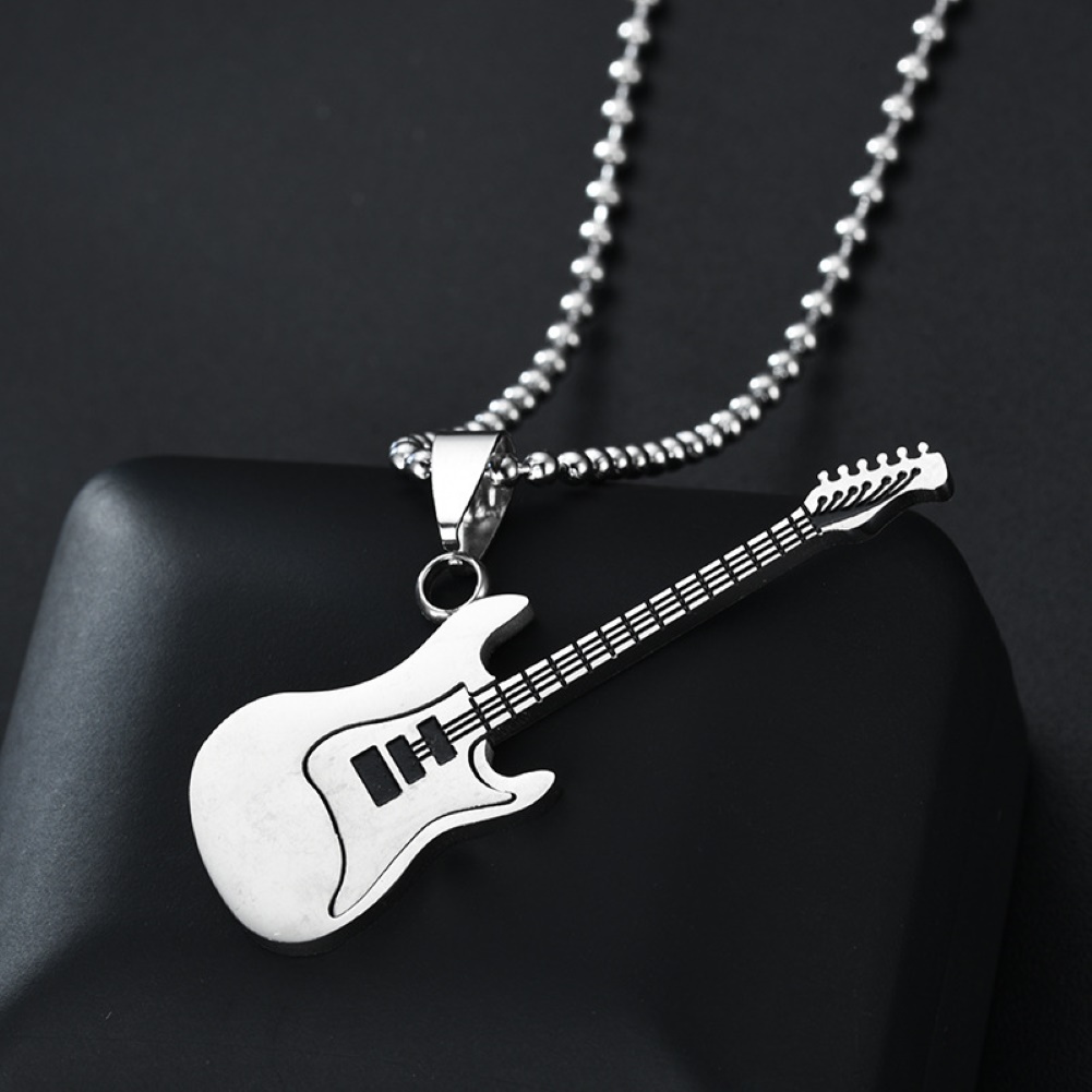 Electric Guitar Pendant Long Chain Necklace Music Lover Guit - 图1