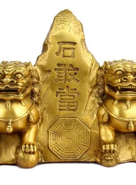 xyt铜泰山石敢当摆件铜双狮石敢当铜狮子家居摆件
