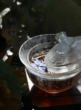 河北古洛琉璃直销古法琉璃冰冻烧茶具端送礼烧盖碗琉璃工艺