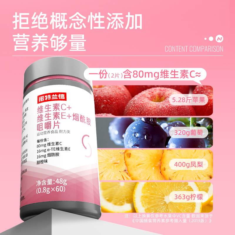 诺特兰德烟酰胺维生素c+e咀嚼片维生素b族维vcve男士女士官方正品