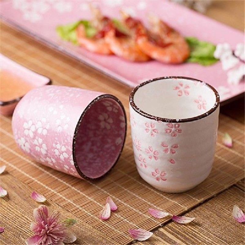 Ceramic Sakura Underglaze Kung Fu Tea Set Drinking Tea Cup - 图0