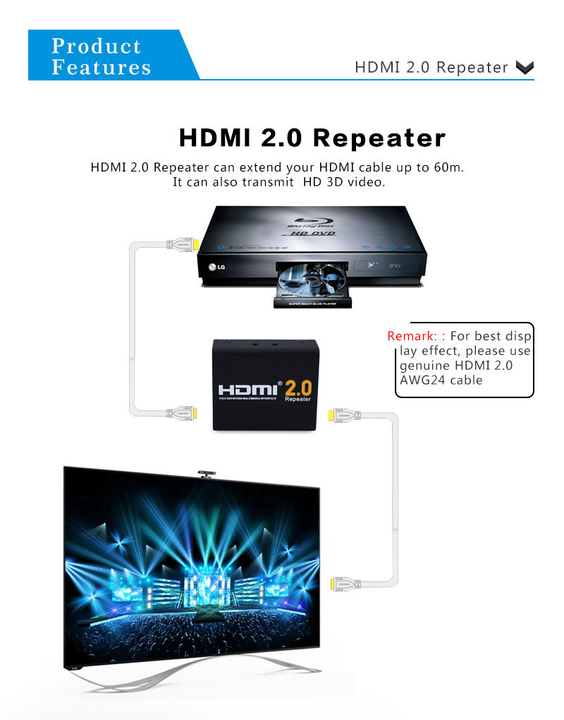 1080P@60HZ HDCP 2.2 EDID Bandwidth Up 60M HDMI Extender HDMI-图0