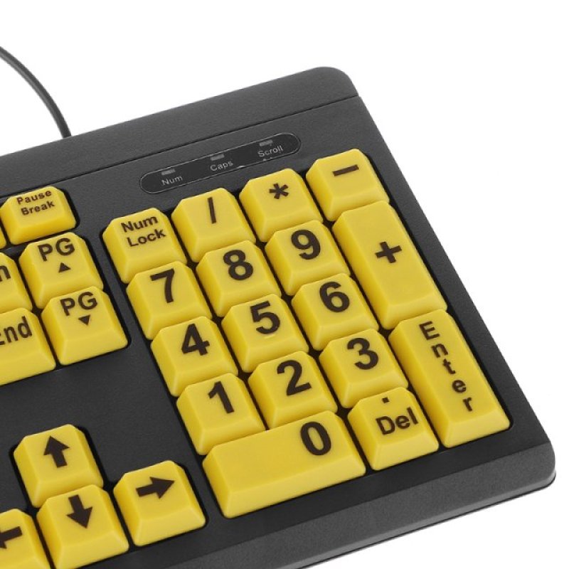 2020 New Big Black Letter Print Yellow Button USB Wired Keyb - 图1