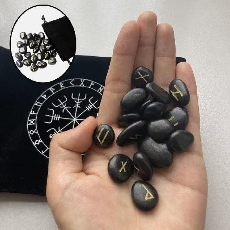 25pcs Natural Rune Stones For Divination Crystal Stones - 图2