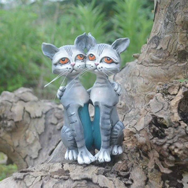 Cats Figurine Red Eye Cat Figurine Decorative for Garden - 图2