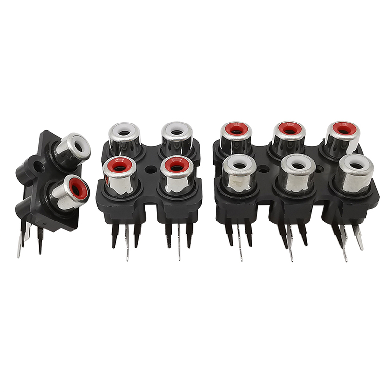 3Pcs Black 2 4 6 Hole RCA Female Jack Socket Audio Plug Conn - 图0