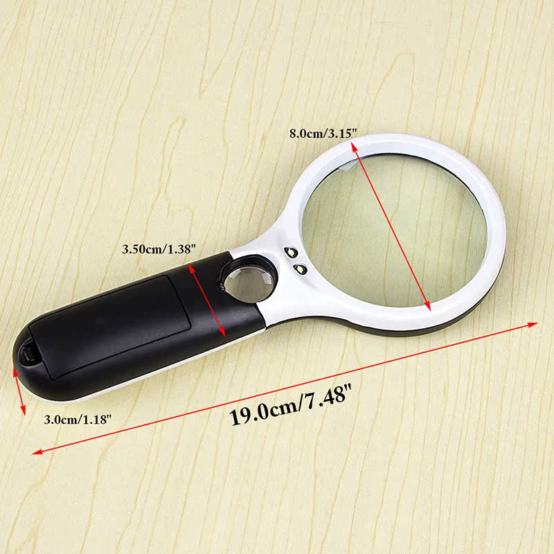 45X 3 LED Light Magnifier Reading Magnifying Glass Lens Jewe - 图0