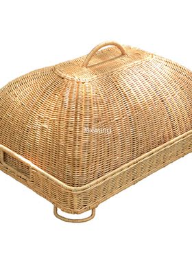 Rattan Food Cover Rectangle Wicker Meal Cover Anti-cat and