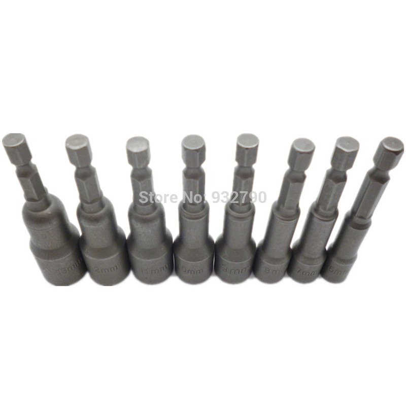 8pcs Nut Driver Set Socket Adapter Adaptor Hex Drill Bit 6-1 - 图0