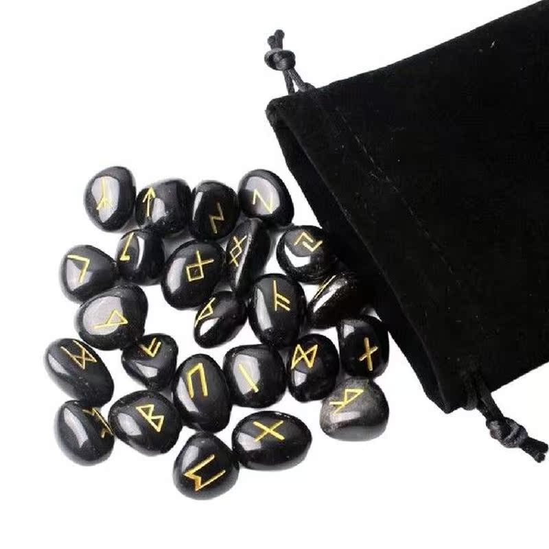 25pcs Natural Rune Stones For Divination Crystal Stones - 图1