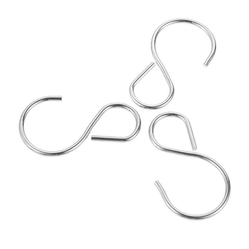 100pcs Iron Silver S-Hook Bathroom S Type Kitchen Bedroom - 图2