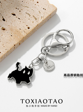 闪电黑猫钥匙扣钛钢不掉色挂件