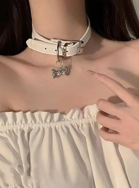 黑色白色狗骨头y2k辣妹甜酷脖颈环choker颈链项圈锁骨链项链女酷