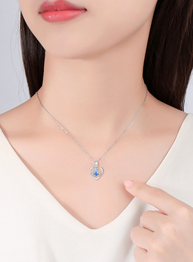 伊生爱S999足银一箭倾心项链女跳动的心吊坠锁骨链情人节生日礼物