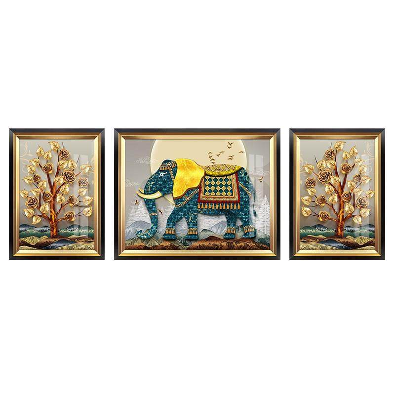 5D钻石画满钻吉祥大象三联卧室贴钻十字绣新款餐客厅欧式手工,淘宝优惠券,粉丝福利购,淘宝优惠卷