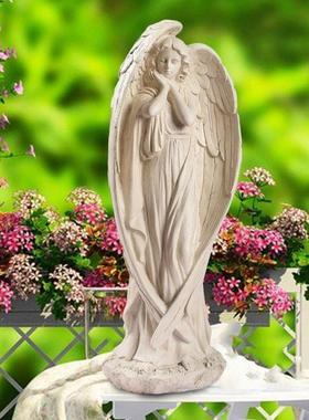 外贸乡村欧式复古树脂仿古托腮唯美天使庭院花园创意家居摆件装饰