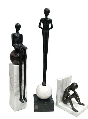 现代样板房创意金属人物大雕塑摆件新中式别墅酒店家居软装饰品