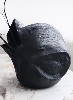 侘寂风抽象艺术花器样板间售楼处客厅餐厅不规则花瓶摆件软装饰品
