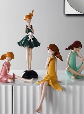 可爱少女心女孩小摆件树脂工艺品创意儿童房间电视柜桌面软装饰品