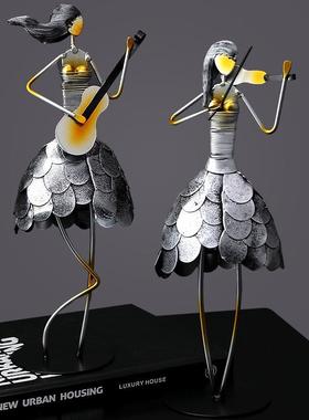 欧式铁艺音乐人模型工艺品咖啡馆书房桌面装饰品摆件酒吧摆设