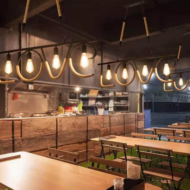 北欧复古工业风餐厅吊灯店铺商用麻绳装饰火锅店吊灯,淘宝优惠券,粉丝福利购,淘宝优惠卷