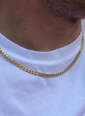 less Steel Figaro Cuban Chain Necklace For Men Women Jewelry