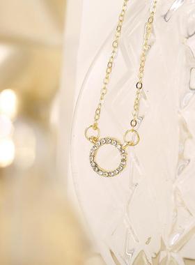 Diamond round necklace women 几何型锁骨炼 满钻圆环项炼52834
