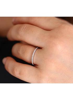 925 silver luxury single row zircon ring female micro-set fa