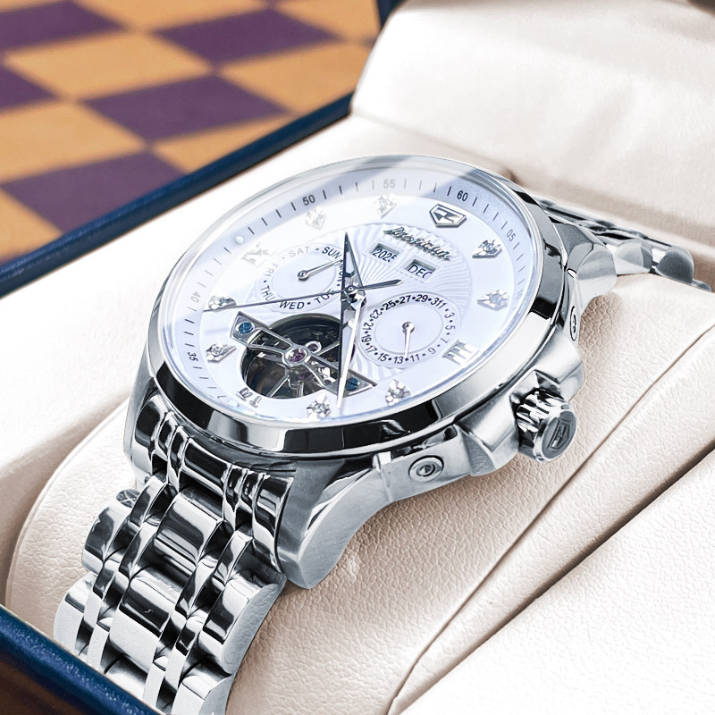 男士正品牌纯全自动时尚镂空机械表 金仕盾德旺鑫国产腕表