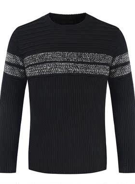 Men's autumn and winter striped crew neck sweater