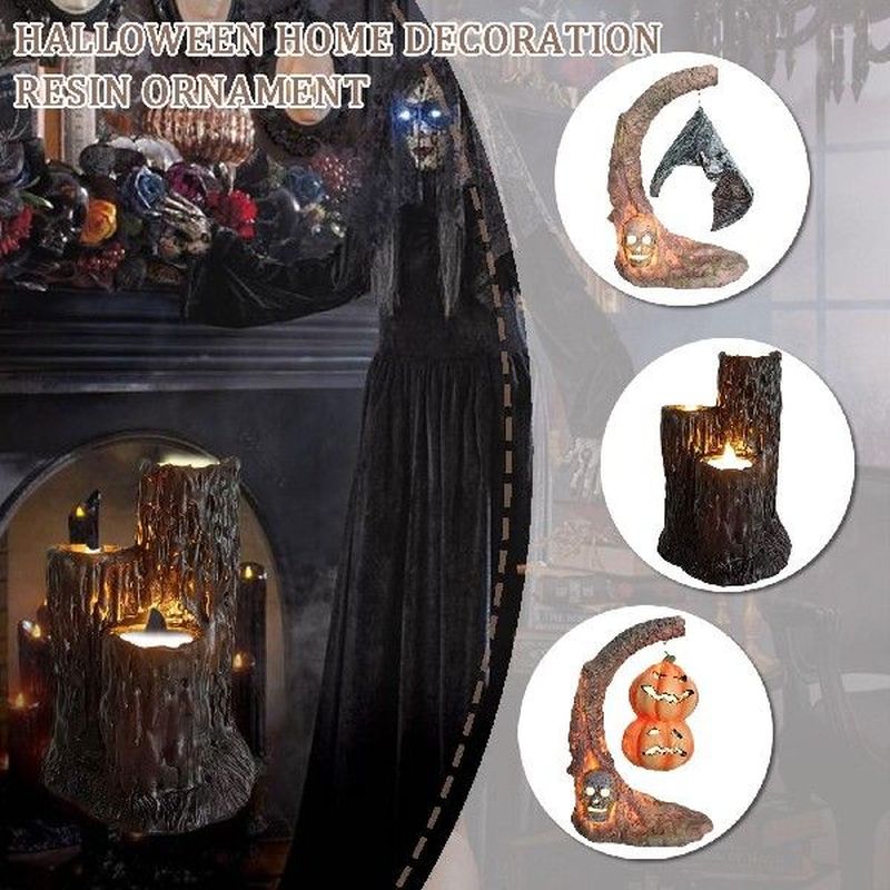 Halloween Pumpkin Bat Melting Candle Cluster Black Lava - 图3