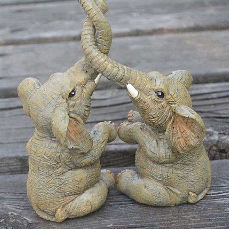 Elephant Couple Figurine Elephant Couple Statue Sculpture - 图1